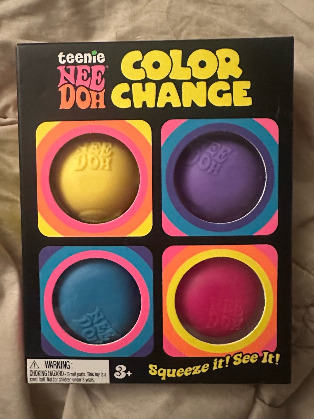Teenie Nee Doh Color Change Sensory Dough Set – Yellow, Purple, Blue, Pink